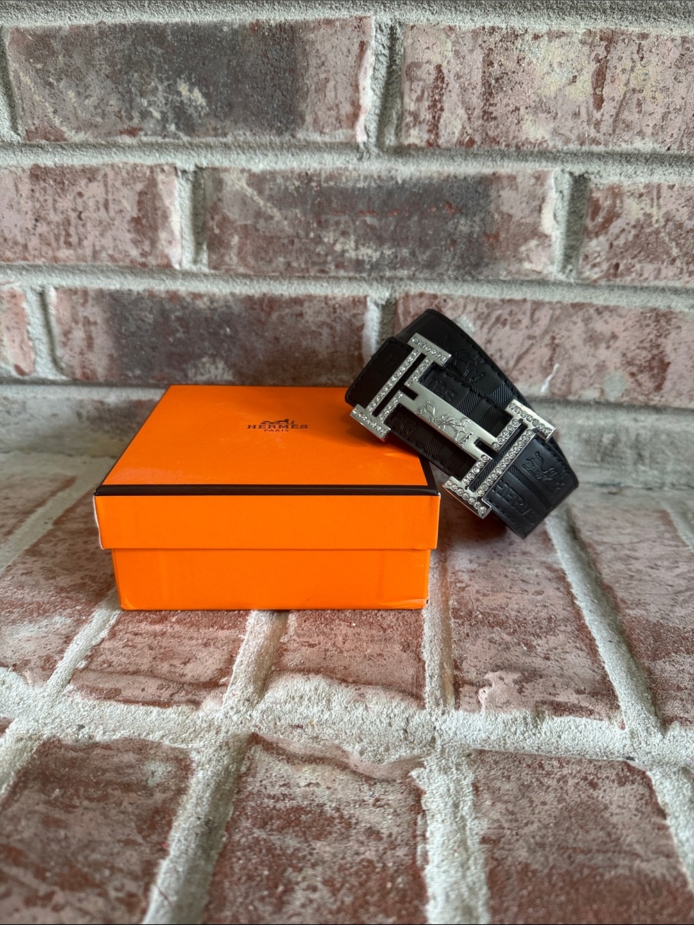 Black belt silver H buckle size 50/125